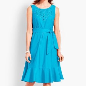 Talbots Embroidered Sateen Fit-and-Flare Dress